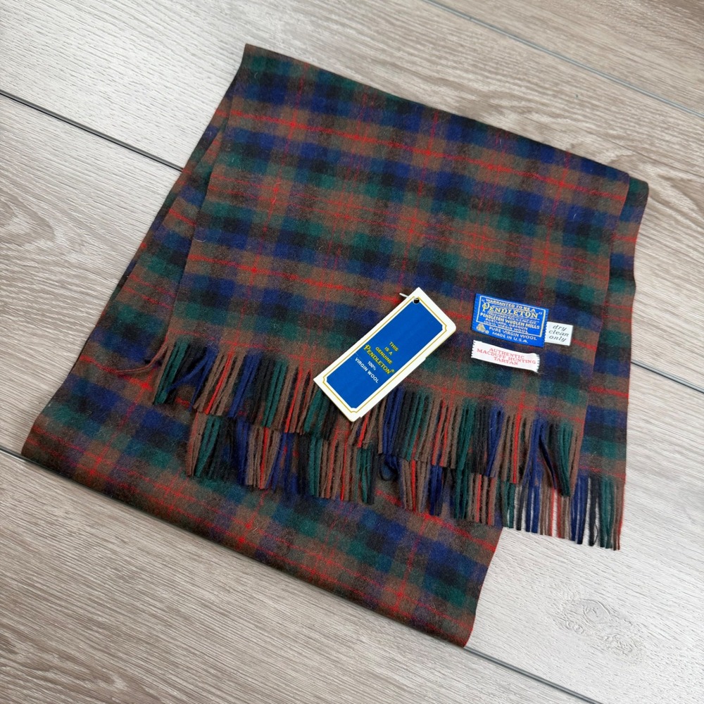 Pendleton Unisex Scarf MacDuff Hunting Tartan Plaid Virgin Wool Green OS
